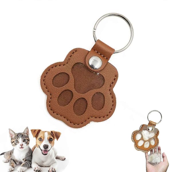 Læder vedhæng nøglering til hundehår Mindegave til kæledyrselkere[C] Light Brown