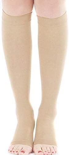 Elastic Topless Compression Stockings Support Open Toe Knee High Socks Leg Support Leggings Nude