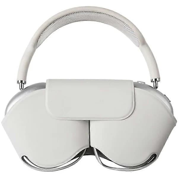 Compatible Protective Case for AirPods Max (with Sleep Mode), White PU Leather Headphone Case