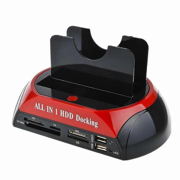 Kaksoispaikkainen USB 3.0 - SATA IDE HDD -telakointiasema kortinlukijalla 2,5\"/3,5\"-asemille