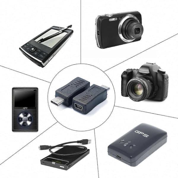 Mini USB til USB C Adapter Hun til Han Konverter til Opladning & Datasynkronisering Telefon Multicolor
