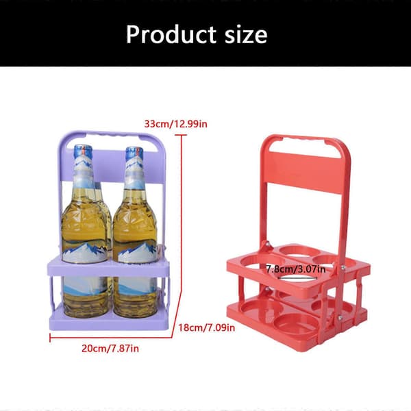 Effektive 4-flaske foldbare ølbærere Bærbar plastikflaskeholder til udendørs picnics, camping og grillfester, sort Black