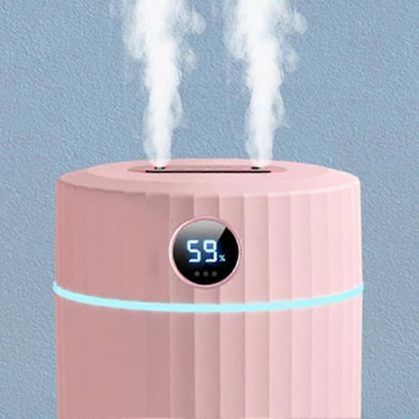 2l Dobbelt Dyse Luftfugter Med Lcd Display Æterisk Olie Hvid