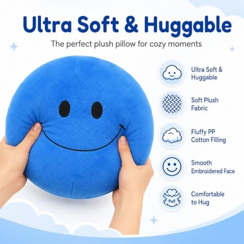 Verity Plush, 9,8\" kusligt leende skräck-samlarobjekt, 14+ år Blue Smiley Face