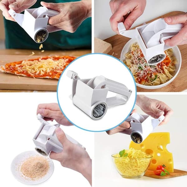 Cheese Grinder Classic - Plastic - Multifunctional Table Grater - 3 Cutting Edges - Drum Grater - Suitable as Cheese Grinder and Grater
