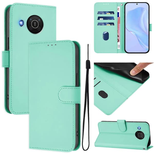 Ensfarget PU-deksel til Nokia X20 / X10 Mint Green