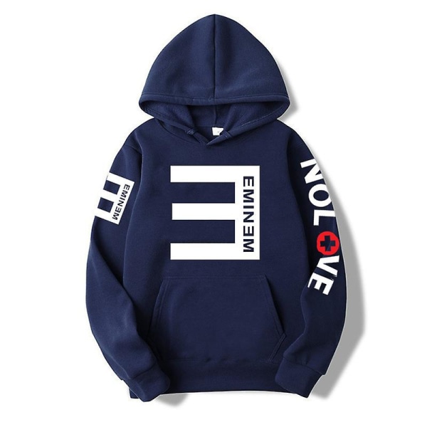 Eminem Sweatshirt Eminem Anti-e Hip-hop tjock tröja för män och kvinnor Luvtröja qd best Navy blue L