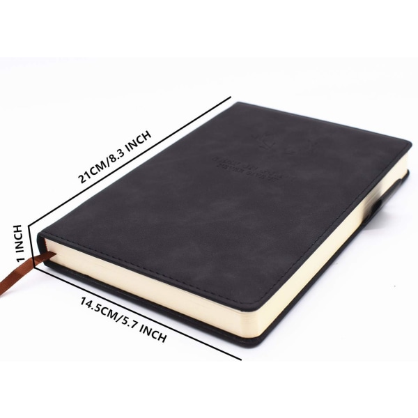Klassisk anteckningsbok med horisontell linje, dagbok (svart) qd bäst