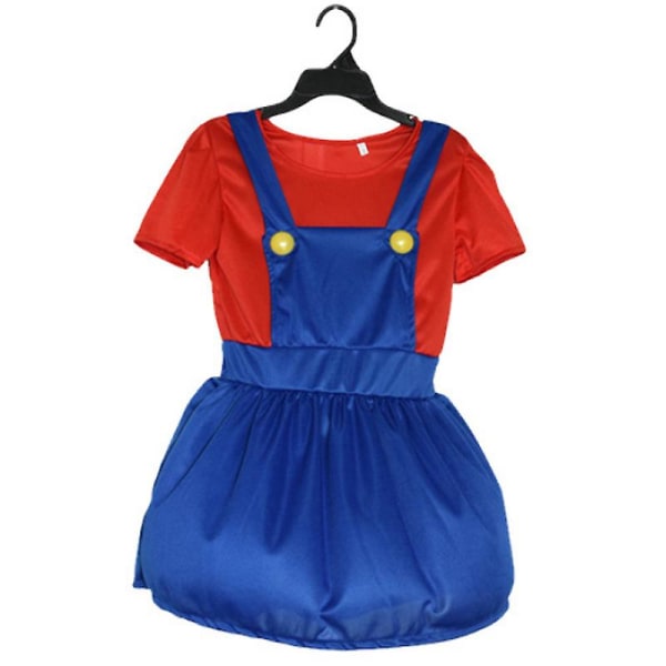 Super Mario Cosplay Festdräkt Karneval Vuxna Barn Fancy Dress Up Outfit qd best Mario Red Girl S