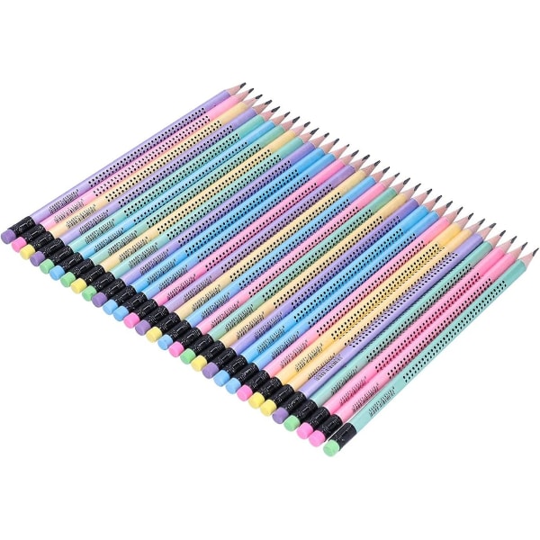 30 Hb blyertspenna Triangel Stick Elevens skriv- och ritinstrument (slumpmässig färg) qd bäst