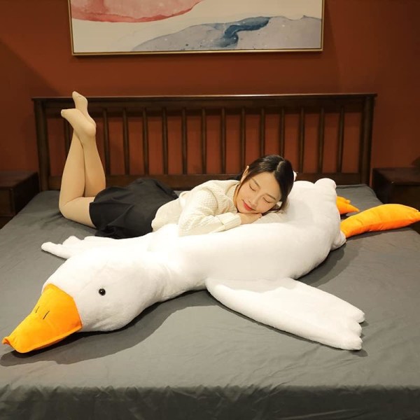 Goose Animals Swan Plyschleksak Jätte söta plyschar Mjuka Stora gosedjur Enorm Kawaii plyschkudde Rolig pillow qd best White 160cm