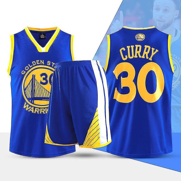 Nba Golden State Warriors Stephen Curry #30 Baskettröja qd bäst Blue M