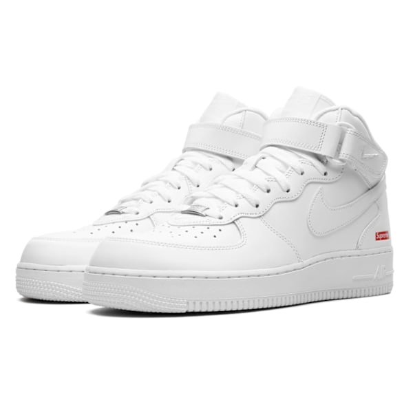Air Force 1 Mid"Supremes - Mini Box Logo White" Original sneakers för män och kvinnor 37