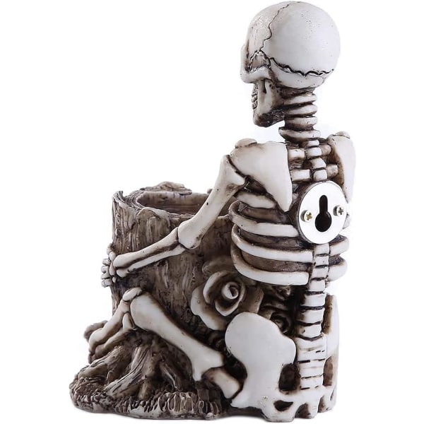 Skull Pen Holder Cup, Creative Skull Skeleton Penns Hållare Stativ Pen Cup Makeup Borsthållare qd bäst