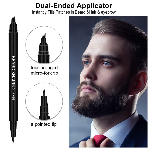 Beard Pencil Filler for Men 2 i 1Barber Pencil 4 Gaffelspets qd bäst