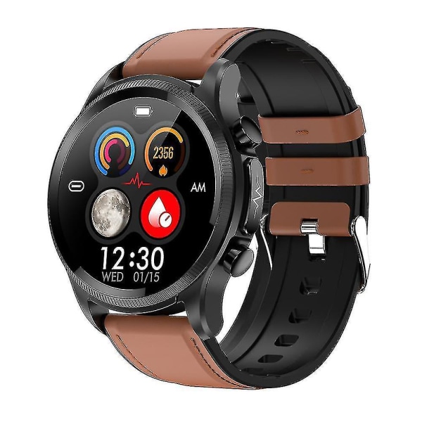 2023 Blood Glucose Smart Watch Ecg+ppg Monitoring Blodtryck Kroppstemperatur Smartwatch Herr Ip68 Vattentät Fitness Tracker -Smart Watches qdbäst Brown Leather