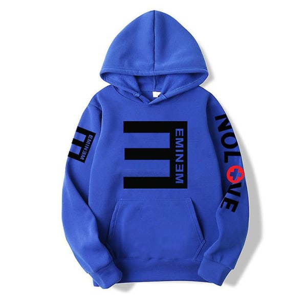 Eminem Sweatshirt Eminem Anti-e Hip-hop tjock tröja för män och kvinnor Luvtröja qd best blue 2XL