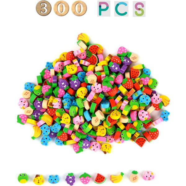300 st olika mininovelty penna suddgummi, frukt och djur samling suddgummi qd bäst