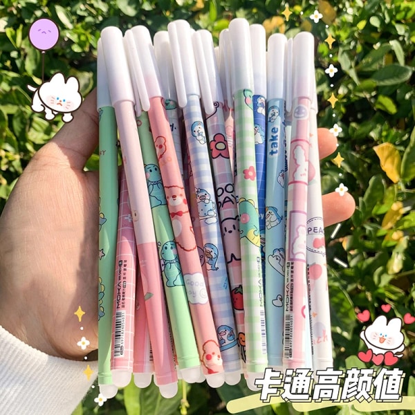 3/12Pcs/Set Erasable Neutral Pen Cute Cartoons Game 0.5mm blue ink Gel Pens Washable handle School Supplies kids Stationery qd bäst Random 3pcs