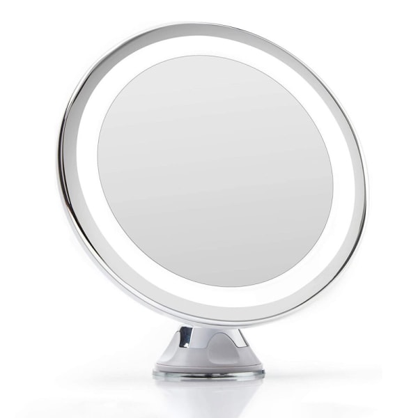 UNIQ Sugkopp Makeup Spegel LED-Ljus & x10 förstoring - Vit qd bäst