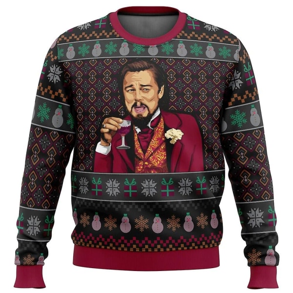Skrattar Leo Dicaprio Meme Ful jultröja present jultomten tröja herr 3d sweatshirt och topp qd bäst 5XL