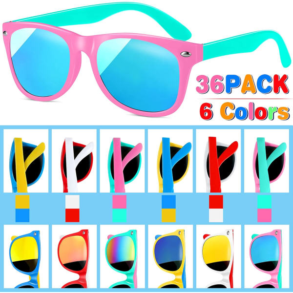 12/24/36Pack Neonsolglasögon med UV-skydd i bulk för barn, barnsolglasögon bulk, barnsolglasögon festfavorit, pojkar och flickor 3-6 år qd bäst 12pack Kids Sunglasses