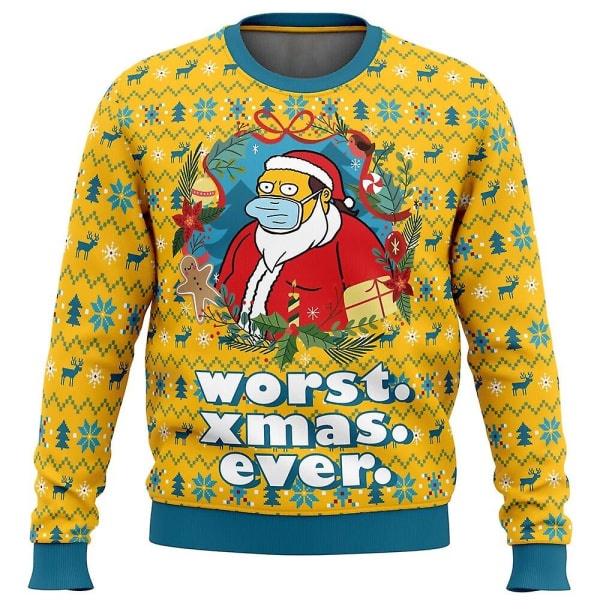 Homer Bush Meme The Simpsons Ugly Jultröja Gåva Jultomten Pullover Herr 3d Sweatshirt Och Topp Höst qd bäst 9 M