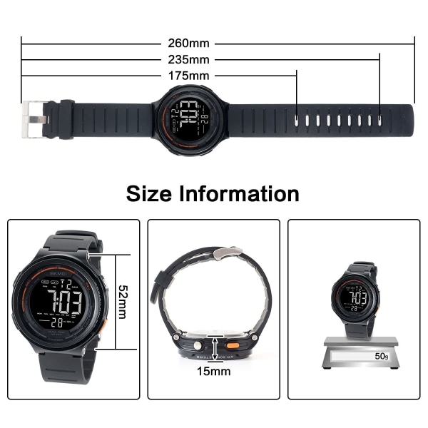 Smart digital vattentät watch för barn, 50M (svart) qd bäst