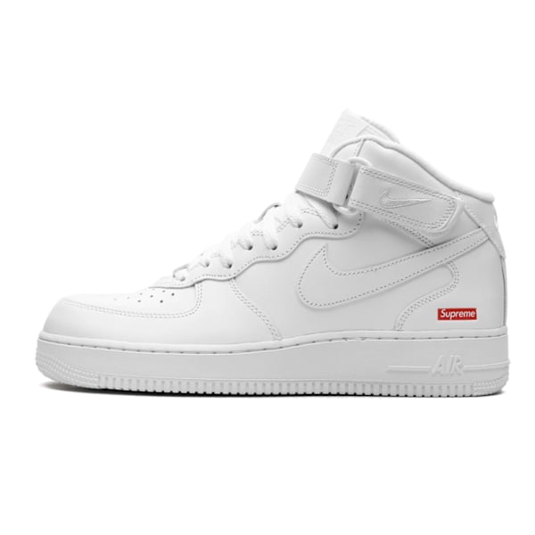 Air Force 1 Mid"Supremes - Mini Box Logo White" Original sneakers för män och kvinnor 37