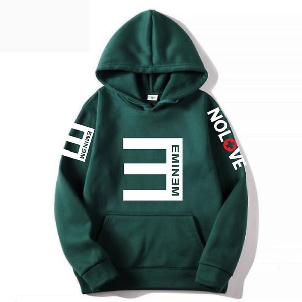 Eminem Sweatshirt Eminem Anti-e Hip-hop tjock tröja för män och kvinnor Luvtröja qd best green 2XL