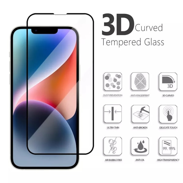 2-Pack iPhone 14 Pro Heltäckande Skärmskydd Glas