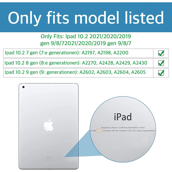 iPad 10.2 Tums Fodral Vikbart Svart