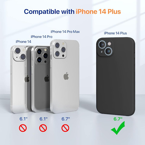 iPhone 14 Plus Matt Svart Skal - Extra Kamera Skydd iPhone 14 Plus