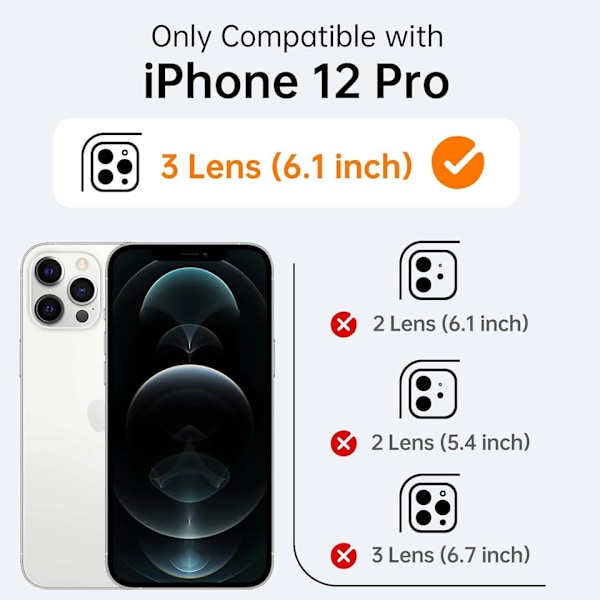 iPhone 12 Pro Matt Svart Skal - Extra Kamera Skydd