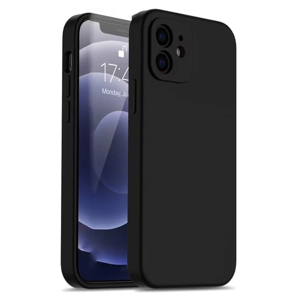 iPhone 12 Matt Svart Skal - Extra Kamera Skydd iPhone 12