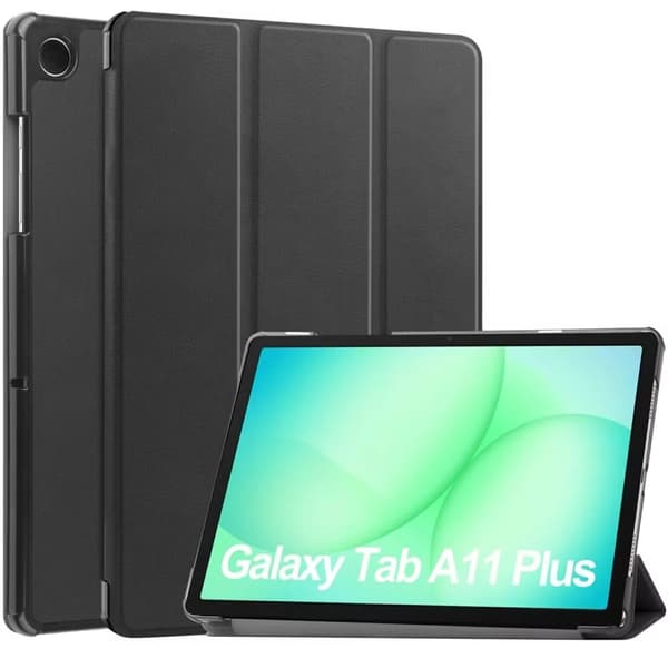 Stöttåligt Tri-Fold Fodral till Samsung Galaxy Tab A11 Plus – Svart