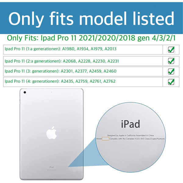 Härdat Glas Skärmskydd Ipad Pro 11 2021/2020/2018 gen 4/3/2/1