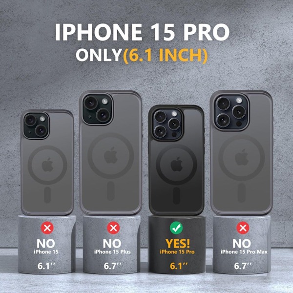 iPhone 15 Pro Matt Svart Magsafe Skal