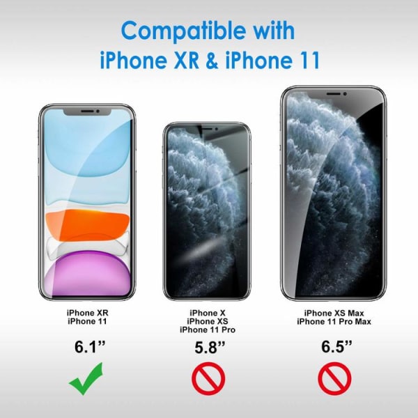 2-pack iPhone 11 Härdat glas Hel Täckande Skärmskydd