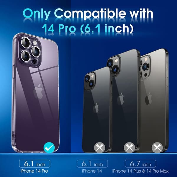 iPhone 14 Pro Transparent TPU Skal – Extra Kameraskydd