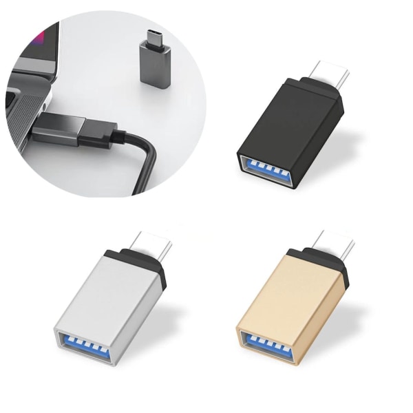 USB C till USB-adapter, USB C-hane till USB A 3.0-honaadapter Silver
