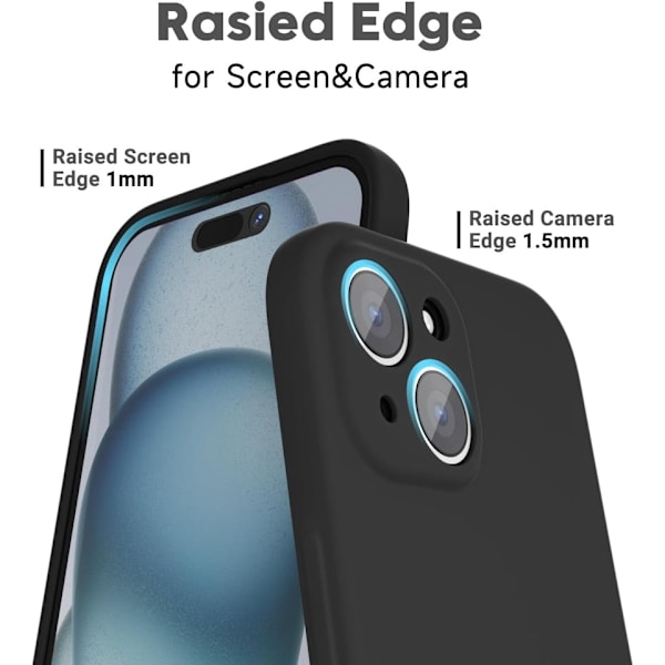 iPhone 15 Plus Matt Svart Skal - Extra Kamera Skydd iPhone 15 Plus