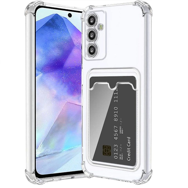 Samsung A55 Transparent Skal Korthållare Plånboksfodral