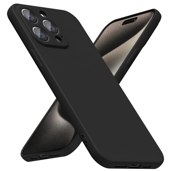 iPhone 15 Pro Max Matt Svart Skal - Extra Kamera Skydd iPhone 15 Pro Max