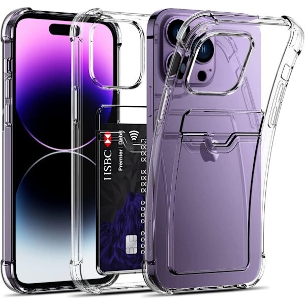 iPhone 14 Pro Transparent iPhone Skal Korthållare Plånboksfodral