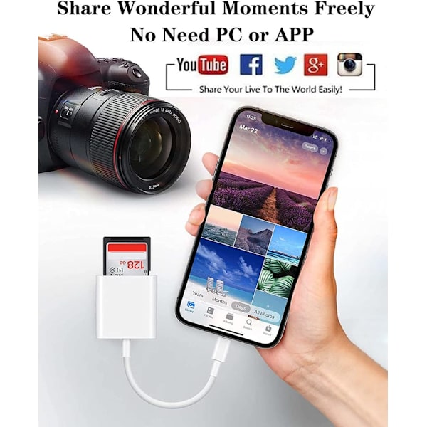 Lightning till SD/TF-kortläsare – 2-i-1 minneskortadapter för iPhone/iPad