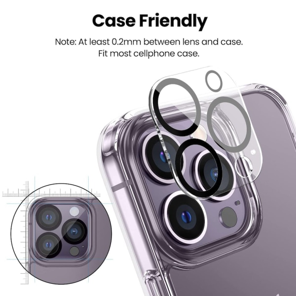 2-Pack iPhone 15 Pro Max Kristall Klart Kamera Glas
