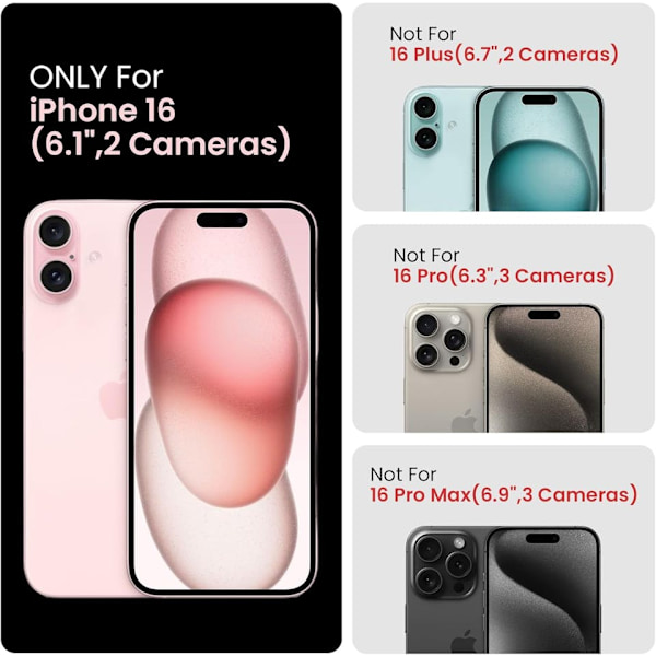 iPhone 16 Svart Matt Hårt Skal