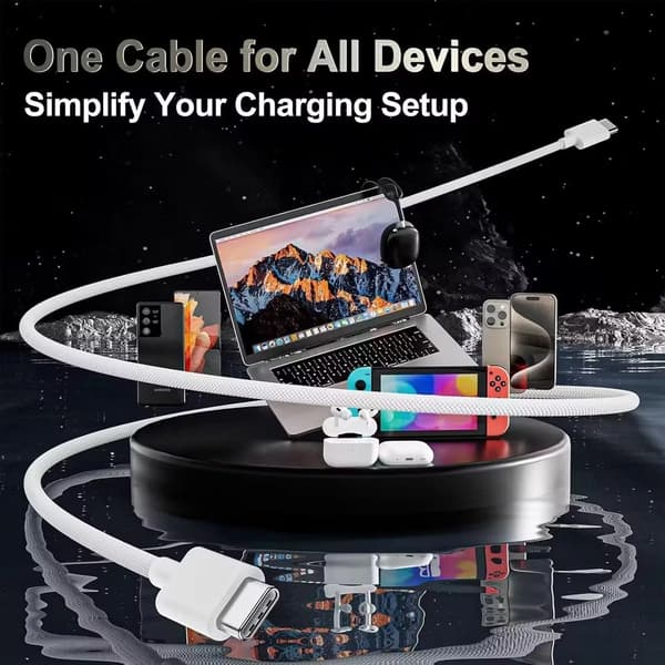 USB-C Kabel 2m – Snabbladdning 60W, Nylonflätad USB-C till USB-C