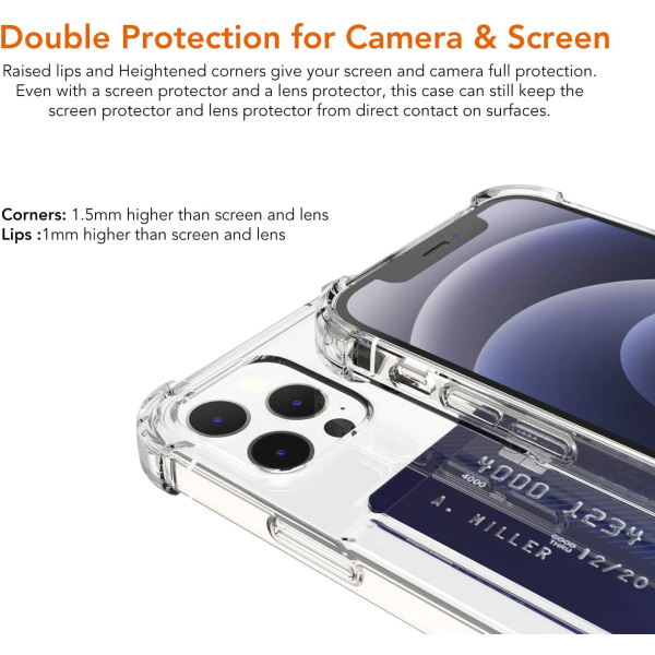 iPhone 12 Pro Max Transparent iPhone Skal med Korthållare